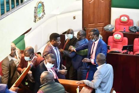 Drama as Nyandarua county MCAs physical fight over Speaker Wahome Ndegwa impeachment