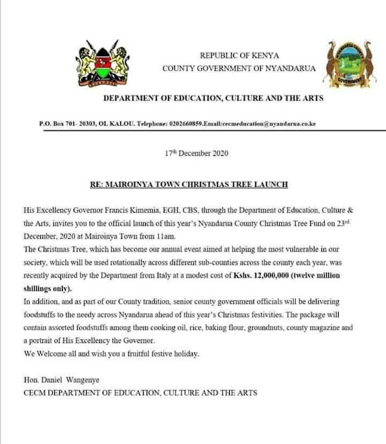 Nyandarua and Kitui counties import Christmas trees worth Sh 12 Million and Sh 20 Million respectively