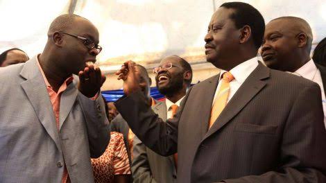 Raila Odinga with Late Ken Okoth. PHOTO | NMG Raila Odinga with Late Ken Okoth. PHOTO | NMG