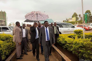 Raila Odinga at the JKIA today morning. PHOTO | Courtesy