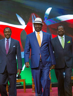 Raila Odinga with his collegues in Bomas. PHOTO | Courtesy