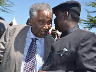Raila Odinga with Ole Ntimama in Narok. July 2014. PHOTO | Courtesy