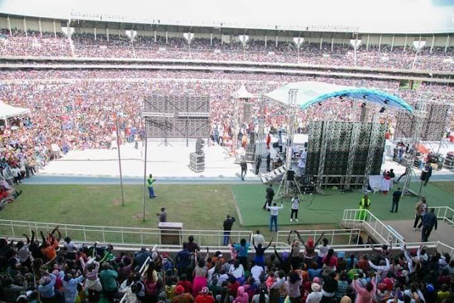 [PHOTOS] Newlife Pastor Ezekiel Odero fills Kasarani Stadium, Pastor Dorcas Gachagua ministers