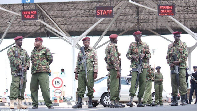 Police guarding JKIA. PHOTO |FILE Police guarding JKIA. PHOTO |FILE