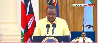 President Uhuru Kenyatta statehouse nation address. PHOTO | PSCU
