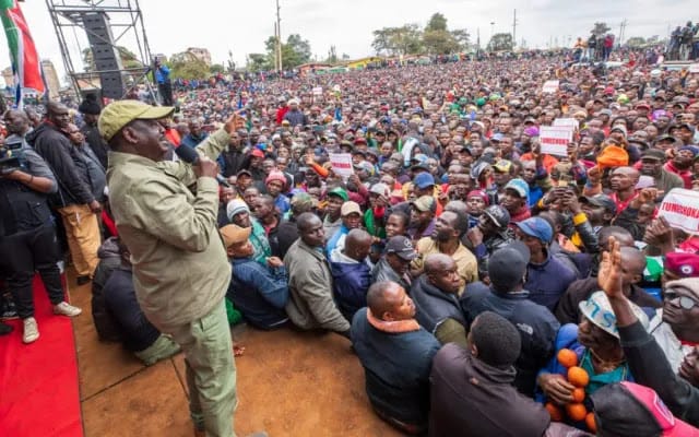 Raila Odinga at Kamukunji grounds during sabasaba Raila says Azimio will form its own electoral commission and divide the country