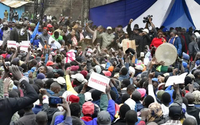 Raila Odinga at Kamukunji Raila announces Azimio protests every Wednesday as they collect signatures to ouster Ruto