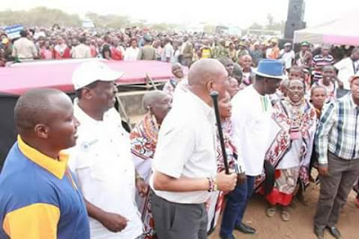 Raila Odinga and Musalia Mudavadi in Kajiado. PHOTO | Courtesy