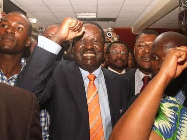 Raila Odinga and NASA after winning the Uhuru re-election case. PHOTO | FILE Raila Odinga and NASA after winning the Uhuru re-election case. PHOTO | FILE