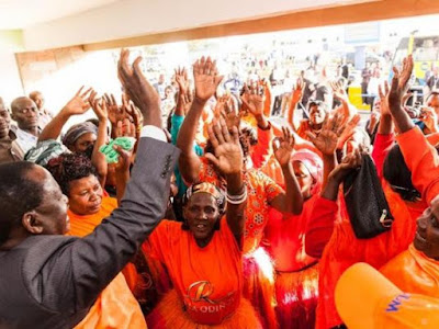 Raila Odinga supporters welcome him at JKIA. PHOTO | FILE