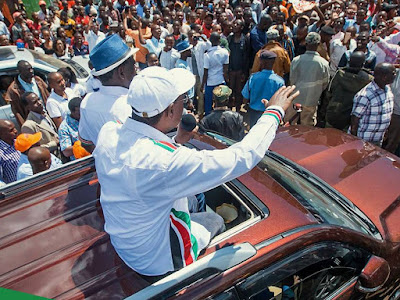 #NASAinMeru. Raila Odinga and Kalonzo Musyoka in Meru. PHOTO | Courtesy NASA tallying centre to give results within 8hrs after votes polling station tally.