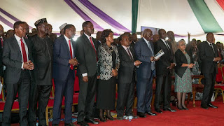 Raila Odinga in Nyeri at Maathira consituency where he attended Late Gachagua Burial. PHOTO | Bana Raila Odinga Food poisoning updates and saga after Gachagua Burial.
