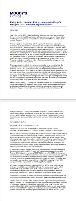 Moody's has downgraded Kenya Moody's has downgraded Kenya