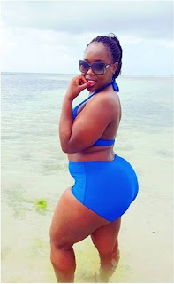 Risper Faith at the beach in one of the hotels at the coast. PHOTO | Courtesy FB Risper Faith at the beach in one of the hotels at the coast. PHOTO | Courtesy FB