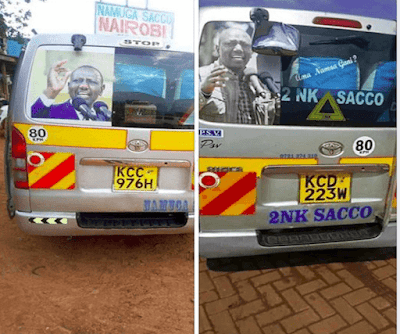 Cars and Matatu Sacco branding deputy president William Ruto and now starts a Ruto Transport Movement in Central Kenya. PHOTO | Njoroge Cars and Matatu Sacco branding deputy president William Ruto and now starts a Ruto Transport Movement in Central Kenya. PHOTO | Njoroge