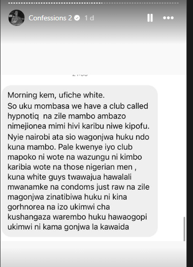 [Confessions] Usherati Promax! Top Sodom and Gomorrah confessions posted on shes_kemunto Insta stories