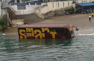 A bus in the likoni water channel.