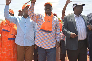 Hon Raila Odinga and Musalia Mudavadi in Tharaka rally. PHOTO | courtesy rao.co.ke Odinga and Mudavadi planning super Alliance called NASWA.
