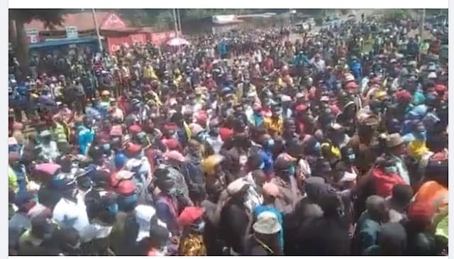 Kirinyaga residents storming UDA offices demanding Purity Ngirici to talk photo.
