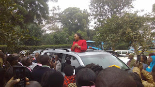 Anne Waiguru meeting his supporters at Kerugoya township. PHOTO | Courtesy 