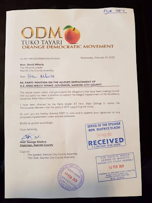 “Mweupe Kama Pamba”  ODM instruct its members against Mike Sonko impeachment