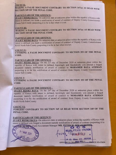 Juliet Riziki Baya whatsApp circulating viral documents in court photo over fraud Kachachawa charged for defrauding Kilifi Businessman Sh 1.5 Million promising him to get tenders
