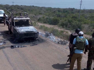 Alshabaab attack police patrol/escort vehicles in Lamu. 13th January, 2018. PHOTO | FILE Al Shabaab attacked a police station, hoist their flag, gave radical lectures and burnt two patrol vehicles.
