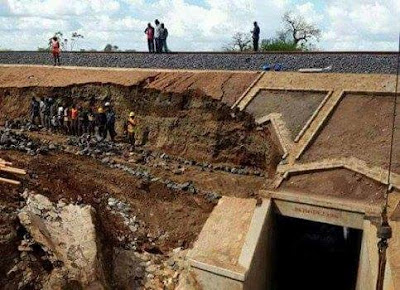 SGR section washed away by Rain in Makueni. PHOTO | Courtesy SGR section washed away by Rain in Makueni. PHOTO | Courtesy