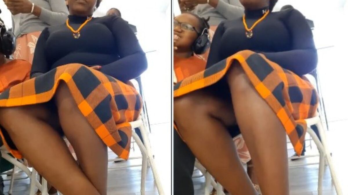 Church woman trending for live video while pastor preaching photo