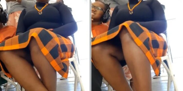 Church woman trending for live video while pastor preaching photo