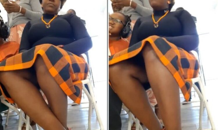 Church woman trending for live video while pastor preaching photo