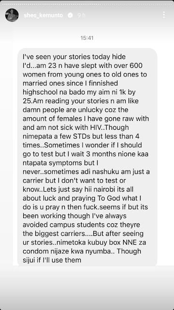 [Confessions] Usherati Promax! Top Sodom and Gomorrah confessions posted on shes_kemunto Insta stories