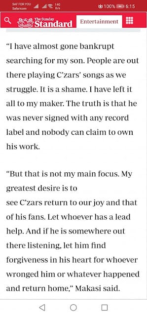 Czar’s father goes broke looking for his 15 years old disappeared son