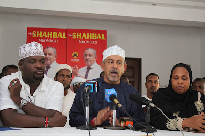 Suleiman Shahbaal in a press briefing in Mombasa. PHOTO | Courtesy