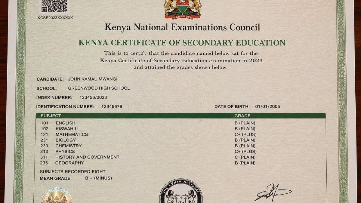 KCSE certificate
