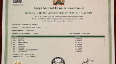 KCSE certificate